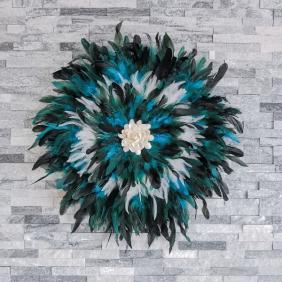 Décoration d'interieur Juju Hat plume Wide bleu canard, blanc & coquillages