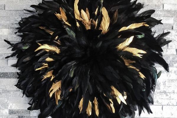 Décoration d'intérieur JujuHat plume Raven Gold Noir & Or