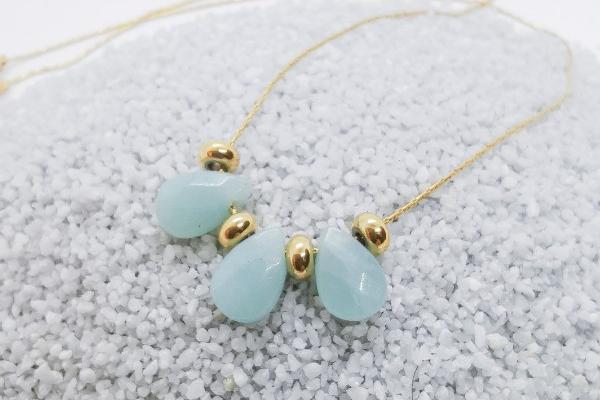 Collier création gouttes d'Amazonite et acier Inoxydable