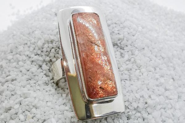 Bague argent 925 & Gold Stone rectangulaire femme
