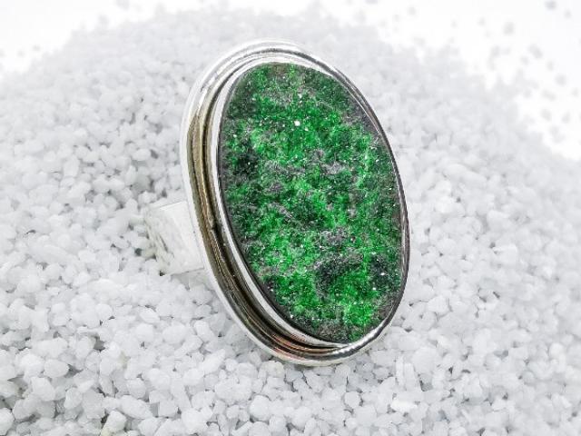 Bague argent 925  & Uvarovite femme