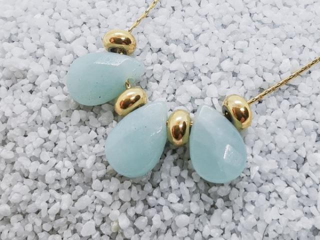 Collier création gouttes d'Amazonite et acier Inoxydable