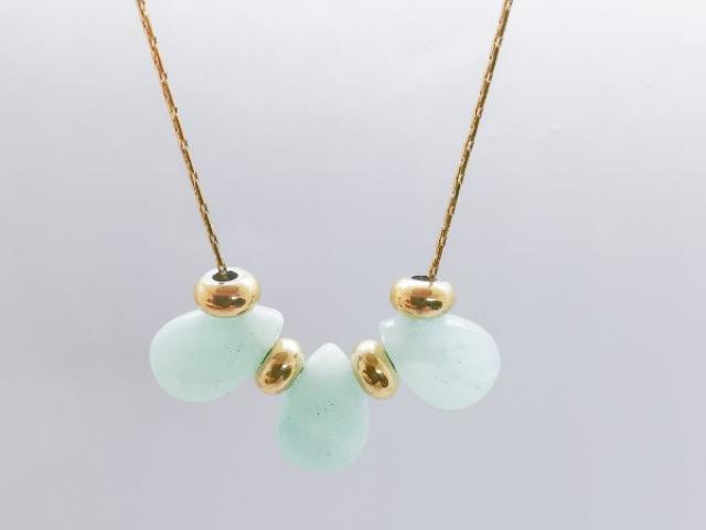 Collier création gouttes d'Amazonite et acier Inoxydable