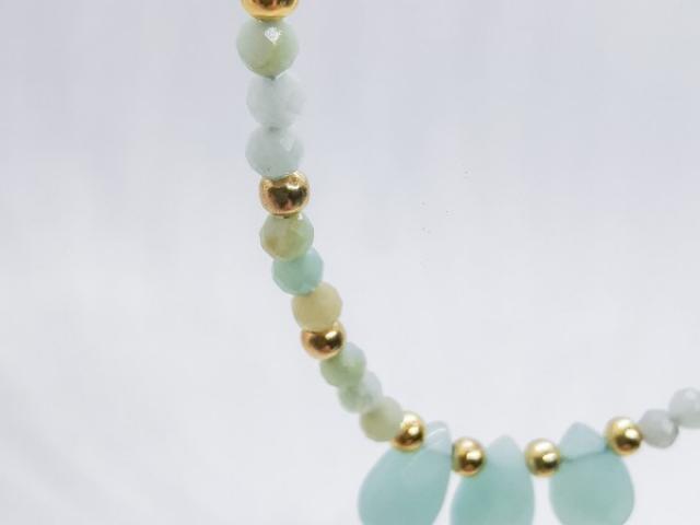 Collier création perles et gouttes d'Amazonite et acier inox