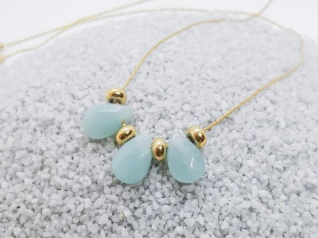 Collier création gouttes d'Amazonite et acier Inoxydable